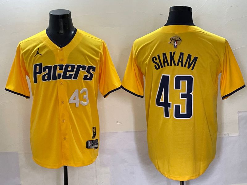 Men 2025 Indiana Pacers 43 Siakam Yellow Joint Name NBA Jersey style 4